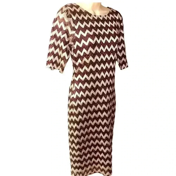 Connected Apparel Women's Metallic Chevron Dress - Picture 10 of 13